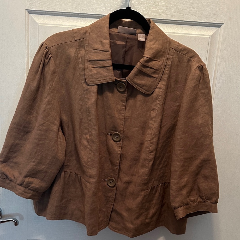 Kim Rogers Tan 100% Linen Top (Lined) Size 18